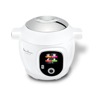 Moulinex Cookeo+ Multicooker intelligente ad alta pressione, 6 l, 80 ricette integrate, senza sorveglianza, schermo intuitivo, guida alla cottura passo-passo, applicazione dedicata, bianco CE854110