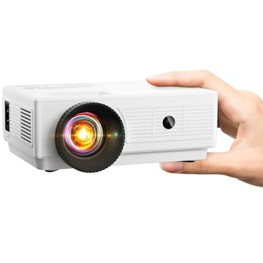 Konsoefuly Home Theater Proiettore Portatile - Mini Proiettore 4K Supportato, Videoproiettore 15000 Lux, ±30° Keystone, Zoom 50%, Compatibile con iOS/Tablet/Laptop/PC/TV Stick/Box/Unità USB/DVD