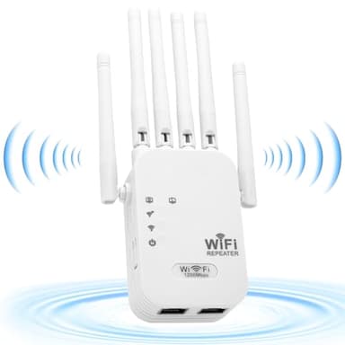 Ripetitore wifi 1200Mbps, Dual Band 5GHz & 2.4GHz e WPS, Amplificatore WiFi Potente Compatibile con Modem Router WiFi