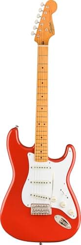 Squier by Fender Classic Vibe '50s Stratocaster Chitarra Elettrica, Tastiera in Acero, Fiesta Red, Un Tributo alla Mitica Strat degli Anni '50