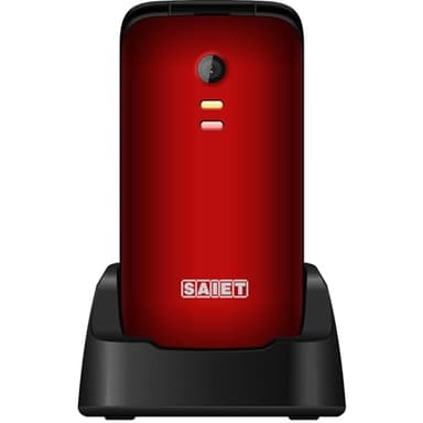 SAIET - Cellulare per Senior Facile e Intuitivo da Usare SCUDOtre - Telefono per Anziani con Tasti e Caratteri Grandi - Audio Amplificato e SOS - Rosso