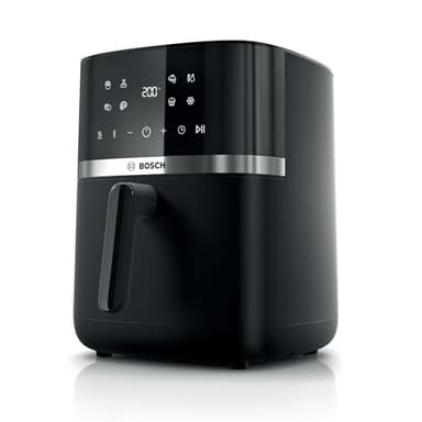Bosch Serie 4 Friggitrice ad Aria MAF462B0, Air Fryer 6,1 L, 7 Programmi, Doppi Elementi Riscaldanti, Funzioni Defrost e Mantenimento in Caldo, Touchscreen, Cottura fino al 60%* Più Veloce, Nero