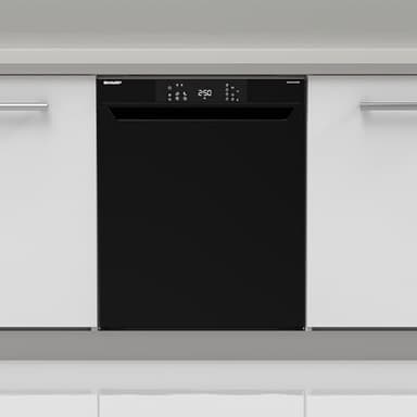 SHARP QW-NA1CU47DB-DE - Lavastoviglie a incasso, 60 cm, 13 coperte, 4 programmi, AquaStop, colore: Nero