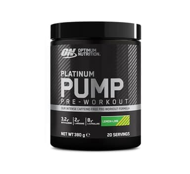Optimum Nutrition ON Platinum PUMP Pre-Workout, Integratore Alimentare Pre-Workout Intenso Senza Caffeina con Fruitflow, Beta-Alanina, L-Arginina, L-Citrullina, Gusto Lime, 20 dosi, 380 g