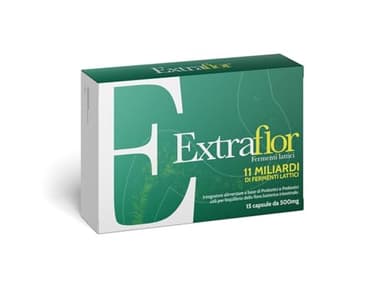 Extraflor, 11 miliardi di fermenti lattici probiotici 15 capsule Integratore alimentare con vitamina PP, inulina e Vitamine del gruppo B - forte per diarrea e gonfiore intestinale