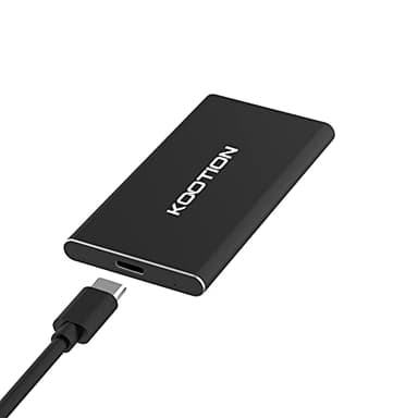 KOOTION 250GB SSD Esterno Hard Disk Solido Esterno Portatile Disco Rigido USB C 3.1, Alta Velocità di Lettura e Scrittura Fino a 550 MB/s e 500 MB/s, per MacBook, Computer, Laptop, Desktop, Nero