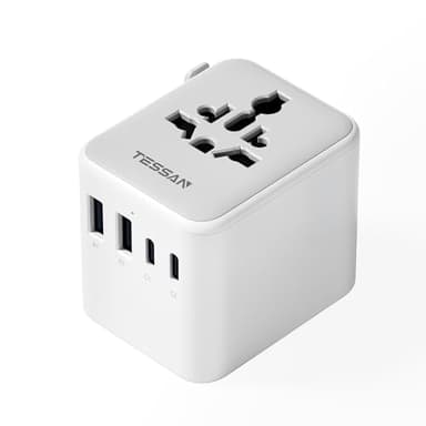 Adattatore Universale da Viaggio, TESSAN Presa Universale da Viaggio con 2 USB A e 2 USB C, Adattatore Spina Internazionale per Americana USA Giapponese UK Inglese Australia Messico Tailandia