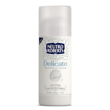 Neutro Roberts, Deodorante Delicato Stick, Extra protezione delicata, Zero Sali di Alluminio, Zero Macchie, Con Puro Olio di Glicerina, Deodorante Uomo e Donna, Dermatologicamente Testato, 40 ml, 48h