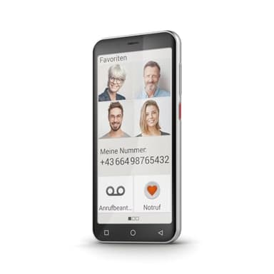 Emporia SMART.5 Mini Smartphone 4G Smartphone semplice da usare per persone anziane/senior, Pulsante SOS, Schermo da 4,95 pollici, Android 13, Fotocamera da 13 MP, Nero