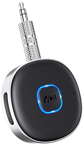Mohard Ricevitore Bluetooth 5.3, Mini Aux Bluetooth Auto per Stereo/Cuffie Cablate/Altoparlante, Adattatore Ricevitori Hi-Fi Jack 3.5 mm, Chiamate Vivavoce, 16 Ore di Riproduzione, Connessione Doppia
