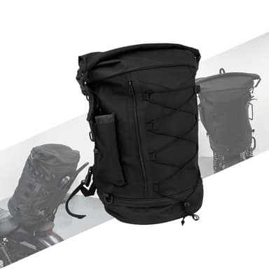 HCmotorku Sissy Bar Borsa da viaggio con schienale per moto, grande capacità, espandibile, 50-80 l, con copertura antipioggia e tracolla, misura universale per Harley, Yamaha, Suzuki, Kawasak