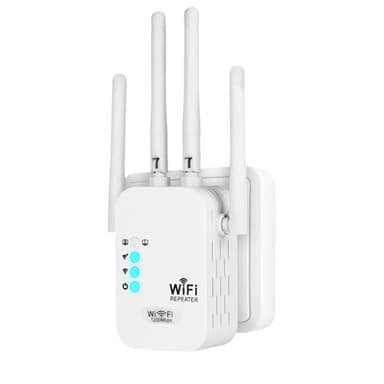 Extender wifi Potente amplificatore WiFi 1200mbps,Doppia Banda (2.4G+5G),Ripetitore wifi potente per casa,2 porta LAN,4 antenne,Copertura 9800 m³,Compatibile con Alexa,router e tutti box di rete