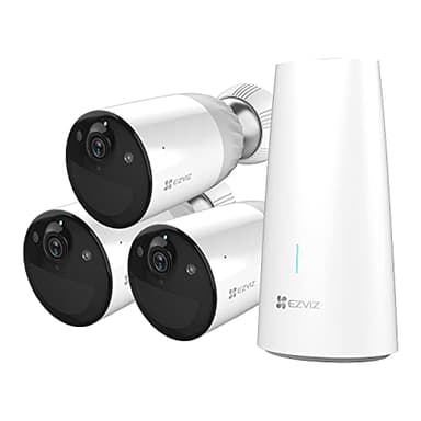 EZVIZ BC1 Telecamere a Batteria 1080p WiFi Esterno, Batteria Durata di 365 Giorni,100% Senza Fili, Visione Notturna a Colori, PIR, Audio Bidirezionale, Alexa, Kit da 3 telecamere con 1 Base
