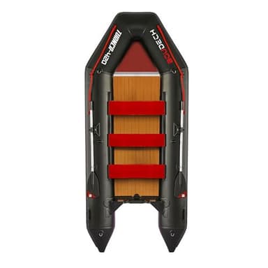 Boudech Turner 420 - Gommone Tender Gonfiabile 4,2m per 5+1 Persone con Remi e Accessori 4 Camere d’aria Fondo in Legno Sintetico Nero