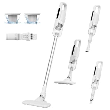 Suirviz U5PRO Aspirapolvere Senza Fili, 28000Pa Potente Aspirazione, 35Min di Autonomia, Scopa Elettrica Ultra Leggera con Filtro HEPA, Testa Rotante, per Pavimenti Duri, Peli di Animali, Casa e Auto