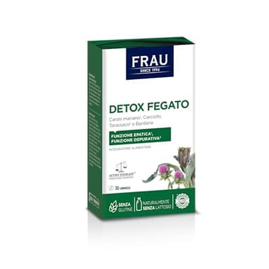 FRAU, Detox Fegato, Integratore Alimentare Depurativo per Fegato 30 cpr, Estratto di Carciofo, Depurativo Fegato, Senza Glutine, Senza Lattosio