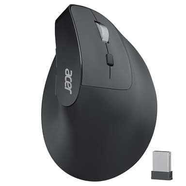 acer Mouse Senza Fili Ergonomico, Mouse Verticale USB C Ricaricabile 3 DPI regolabili 1600/1200/1000, 2,4 GHz Mouse Wireless con 6 pulsanti, Ricevitore USB per laptop, PC, iMac, desktop, ecc.