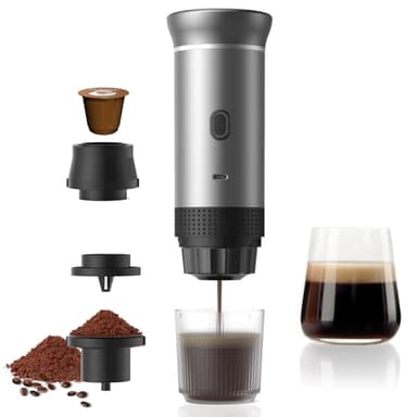 Macina Caffe' Elettrico Portatile Macchina caffè capsule auto-riscaldamento con USB-C, Macchina Da Caffè Portatile Capsule, Caffettiera Portatile, Caffettiera da Viaggio Per il Campeggio