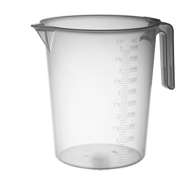 PIAZZA - Caraffa Graduata Professionale in Plastica con Manico Aperto, Capacità 5L, Brocca per Acqua e Liquidi Alimentari - Misurino Graduato per Pesare Alimenti con Bilancia da Cucina, Made in Italy