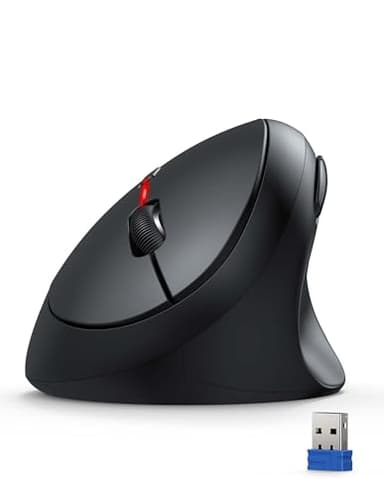 TECKNET Verticale Wireless, 2.4GHz Senza Fili Ergonomico, 4800 DPI, Clic Silenziosi, 6 Pulsanti Per PC, Computer Portatile, Mac - Nero