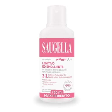 Saugella Poligyn, Detergente Intimo Emolliente Antiprurito, pH Neutro, con Camomilla e Acido Lattico, Adatto in Menopausa, 750 ml