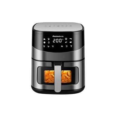 Melchioni Family | ARIANNA Friggitrice ad Aria 6,5L con Doppia Resistenza | Air Fryer con Display LED, 8 Programmi, Timer, Cestello con Finestra, 2000W