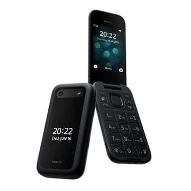 Nokia 2660 Flip 4G, schermo da 2,8", doppia SIM con schermo grande, pulsante di emergenza, giochi Gameloft precaricati e dati originali - nero