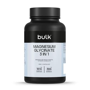 Bulk Magnesio 3-in-1 Complex | 1800mg alto assorbimento | Integratore di magnesio a tripla forza bisglicinato, citrato, malato | Supporta la funzione muscolare, l’energia e il recupero | 90 compresse
