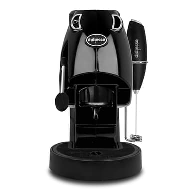 Didiesse Baby Frog Coffee & Tea – Macchina da Caffè a Cialde, con Frullino Montalatte e Doppio Portacialde per Caffè e Tè, Basso Consumo 450W, Erogatore Acqua Calda. (Nero)