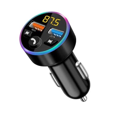 Wonvify Trasmettitore FM Bluetooth per Auto, Adattatore Bluetooth Auto Radio Musica MP3 Lettore con Chiamata Vivavoce, Caricabatterie Auto con 2 Porte USB Ricarica Rapida, Luci LED a 7 Colori