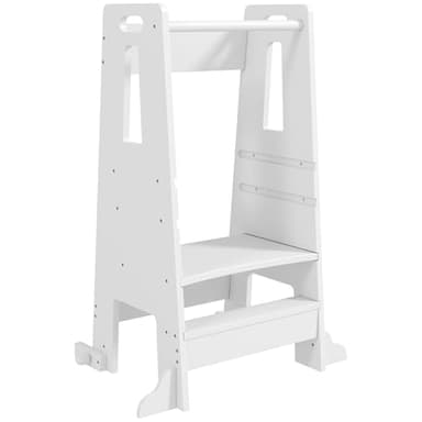 AIYAPLAY Torre Montessoriana Bambini Regolabile su 3 Livelli con Barra di Sicurezza, Scala Montessoriana per Bambini 3-6 Anni in Legno, per Bagno, Cucina e Toilette, Bianco