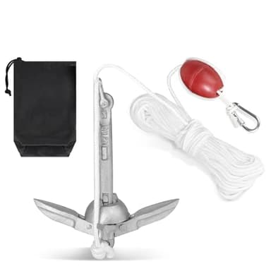 SWAWIS Ancora SUP Ancora Barca Kit 0,7 kg Ancora Gommone Folding con 20M di Cima Ancora, Boa e Sacchetto Portatile per Gommone SUP Gonfiabile Canoa Kayak