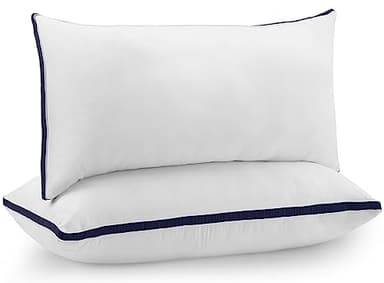 Utopia Bedding Cuscini Letto (Set di 2), 40 x 70 cm Guanciali Letto Coppia, Tessuto spazzolato con Fibra di Poliestere 3D, Morbida e Traspirante Cuscini (Blu Marino)