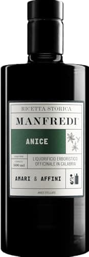 Manfredi, Liquore all'Anice Ricetta Storica, 500 ml, Liquore Calabrese con Note Aromatiche di Puro Anice Stellato, Sapore Balsamico e Deciso, Senza Zuccheri Aggiunti, Idea Regalo, 42% Vol.