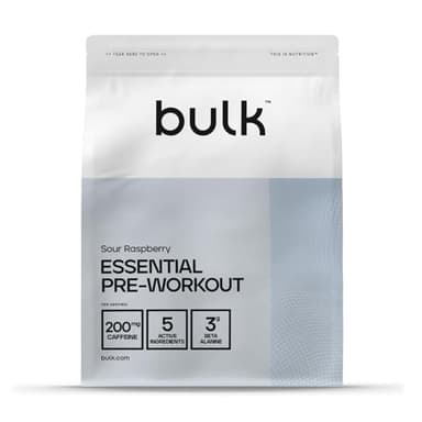 Bulk Essential Pre-Workout, Sour Raspberry, 375 g