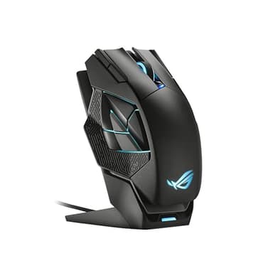 ASUS ROG Spatha X Mouse Gaming Dual-Mode (Wireless e USB-C), Sensore Ottico 19.000 DPI, 12 Tasti Programmabili, Socket Switch Push-Fit, ROG Micro Switch, Base di Ricarica Magnetica, Nero