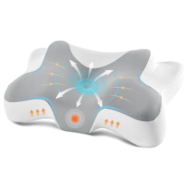 DONAMA cuscino cervicale per dormire, cuscino ergonomico cervicale per Dormitori Laterali, Supini e Proni con Federa Sfoderabile e Lavabile (Grigio Bianco, 66x37x13 cm)