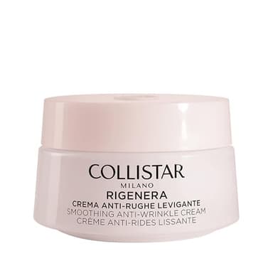 Collistar Rigenera Crema Anti‑Rughe Levigante Viso e Collo, Crema Anti‑Età con Acido Ialuronico e Peptidi, Riduce Rughe, Leviga e Rigenera la Pelle, Senza Siliconi, 50 ml