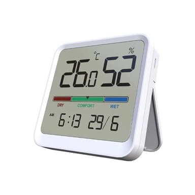 Temtop Termoigrometro Interno, Misuratore Preciso di Temperatura e Umidità con Visualizzazione di Data e Ora, ±1°C ±5% UR Precisione, -10°C~50°C / 10%~95% UR Gamma per Soggiorno Camera da Letto