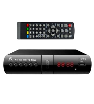 Decoder Digitale Terrestre DVBT-2 H.265-HEVC 10 Full HD HDMI/Scart USB LAN con Display Telecomando