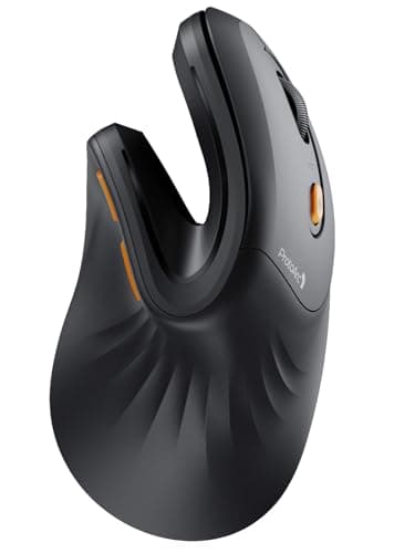ProtoArc Mouse Ergonomico, EM11 NL Mouse Verticale Senza Fili Ottico Ricaricabile con 3 Porte Dispositivi (2*Bluetooth &USB), 3 DPI Regolabili per Computer, iPad, Mac, Windows - Nero