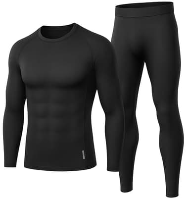 BENNIES Intimo Termico Uomo Tuta Termica Completo Set Pantaloni Termici Tuta Sci Abbigliamento Invernale per Sci Palestra Ciclismo Calcio Corsa Running L