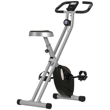 SPORTNOW Cyclette Magnetica Pieghevole da Casa con Resistenza a 8 Livelli, Display LCD e Battito Cardiaco, Rotelle, Sellino Regolabile e Supporto Integrato, in Acciaio, Grigio e Nero