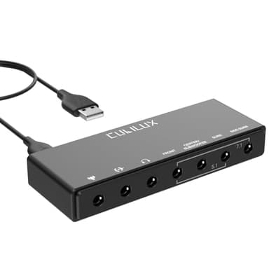 Cubilux Scheda Audio Surround 7.1 USB-A 48KHz 384KHz, Alimentazione in Lega di Alluminio per PC Laptop con Ingresso Mic Linea Stereo e Supporto ASIO Core Audio