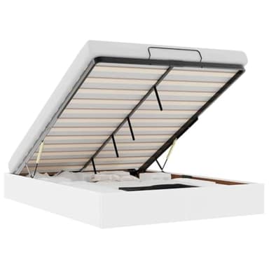 vidaXL Struttura Letto Pouf con Materasso Bianco 140x190 cm Similpelle, Struttura Letto, Struttura Letto poottomana, Struttura Letto Contenitore sotto Il Letto