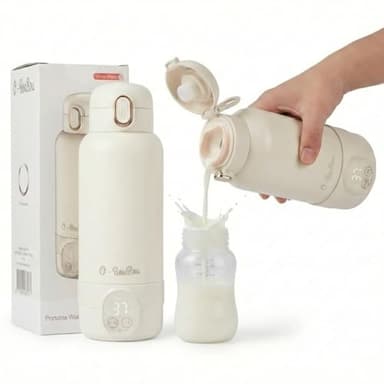 Scaldabiberon Portatile – Scalda Biberon Neonato – Capacità 500 ml – Latte Materno e Acqua – Acciaio Inossidabile – per la Notte, le Gite e i Viaggi – Riscaldamento Rapido – Batteria a Lunga Durata