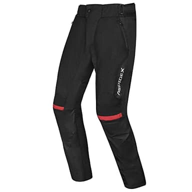 PRO FUTURE Pantaloni Moto Estivi Touring Aspidex Strom Tessuto Traforati Impermeabili (XL, Nero/Rosso)