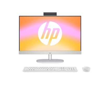 HP PC desktop all-in-one, display FHD da 23,8", AMD Ryzen 5 7520U, 8 GB DDR5 RAM, SSD da 512 GB, unità grafica AMD Radeon, Windows 11 Home, QWERTZ, bianco, [esclusiva su Amazon]