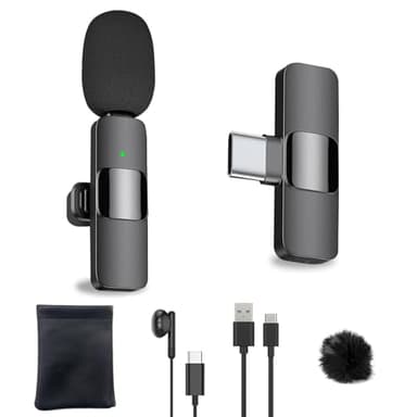 HZBWCO Microfono Lavalier Wireless USB-C, Plug Play Microphone, Mini Clip On Mic Tipo-C per Podcast Facebook Vlogging TikTok Youtube Registrazione Video - 1 Mic