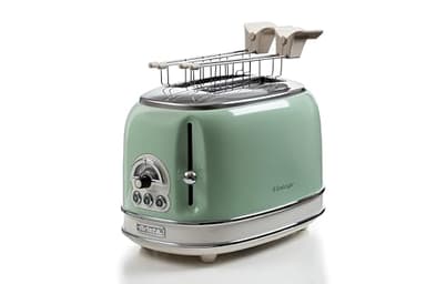 Ariete 155 Tostapane Vintage 2 fette di pane - con pinze - 6 livelli di tostatura - 810 Watt- Acciaio Inox - Linea Vintage - Verde